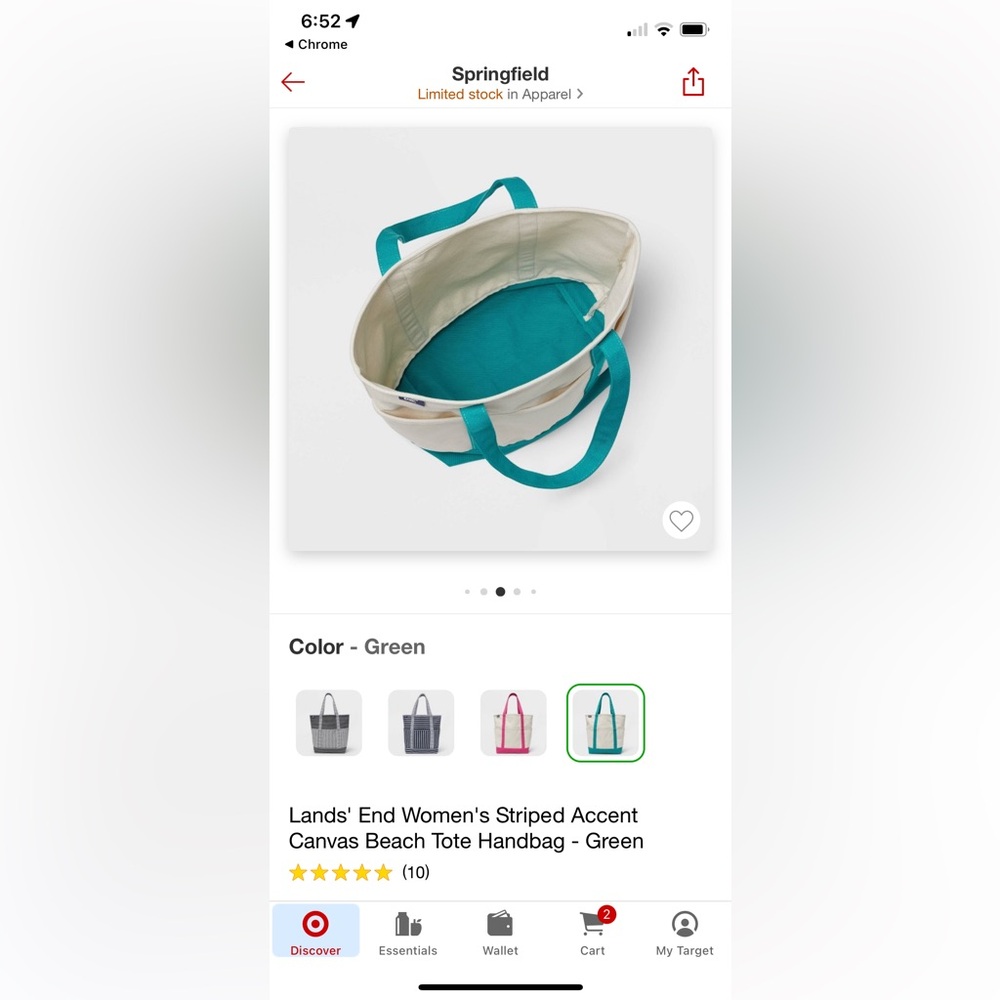 Target x Lands End tote- white and green - Picture 2 of 5